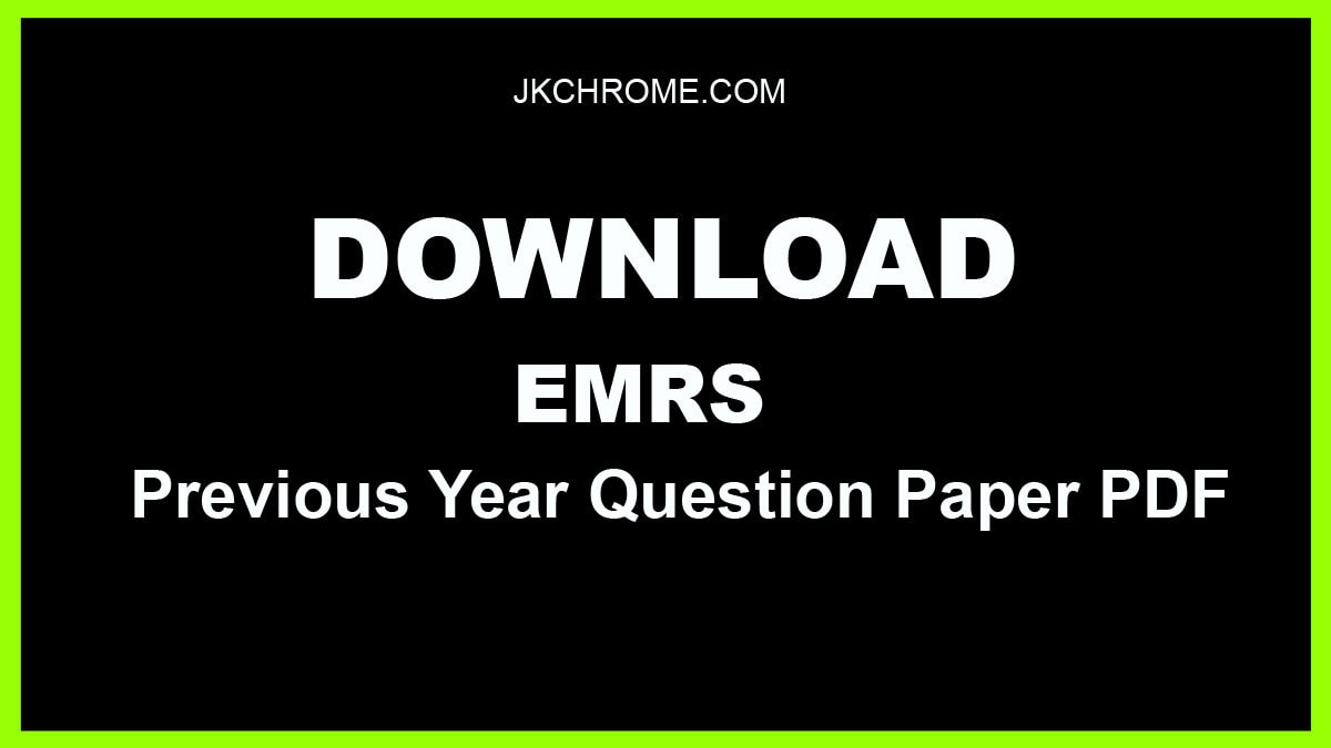 EMRS Previous Year Question Paper PDF, Download Here