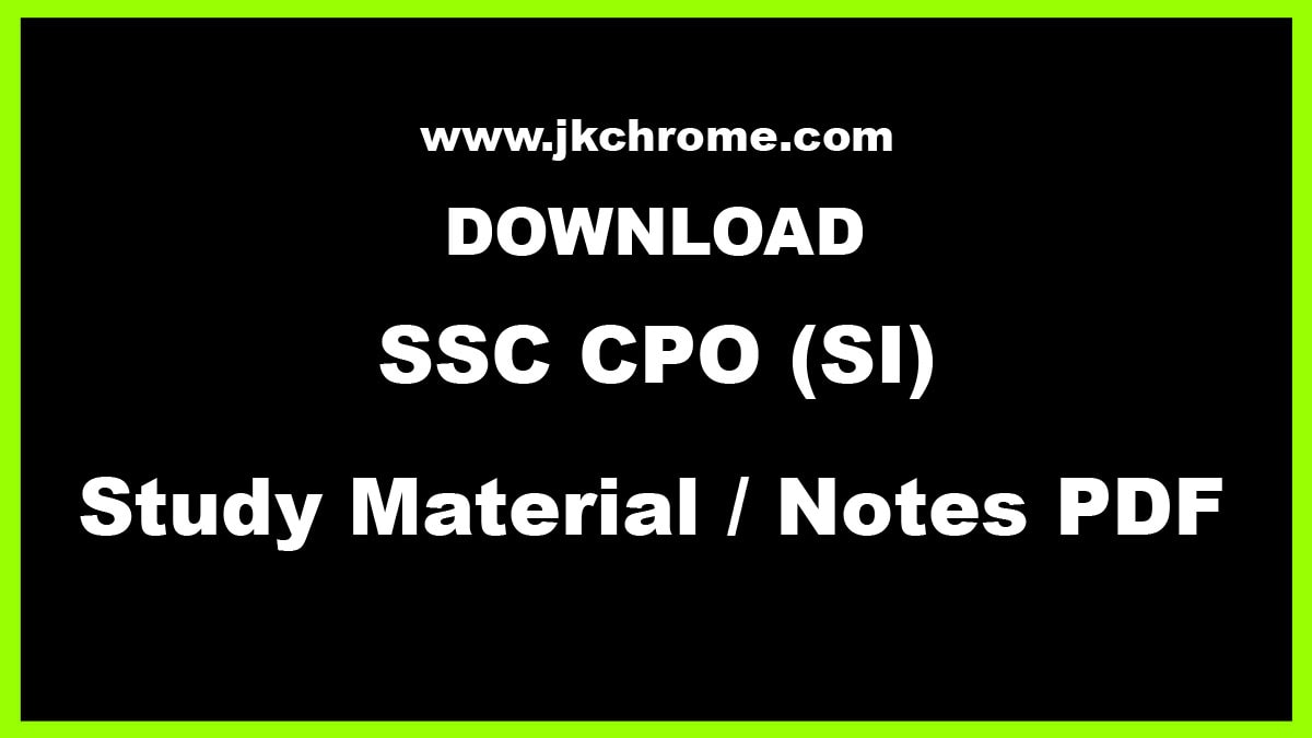 SSC CPO SI Study Material PDF for Exam Preparation | Download PDF Here