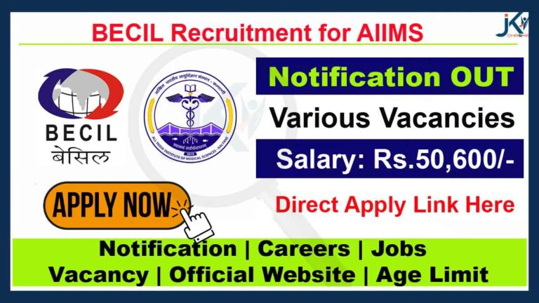BECIL Recruitment 2023, Apply Online For Lab Technician And Others for AIIMS Kalyani