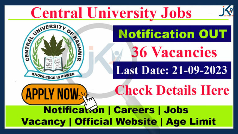 Central University Kashmir Associate Professors Recruitment 2023, Details here