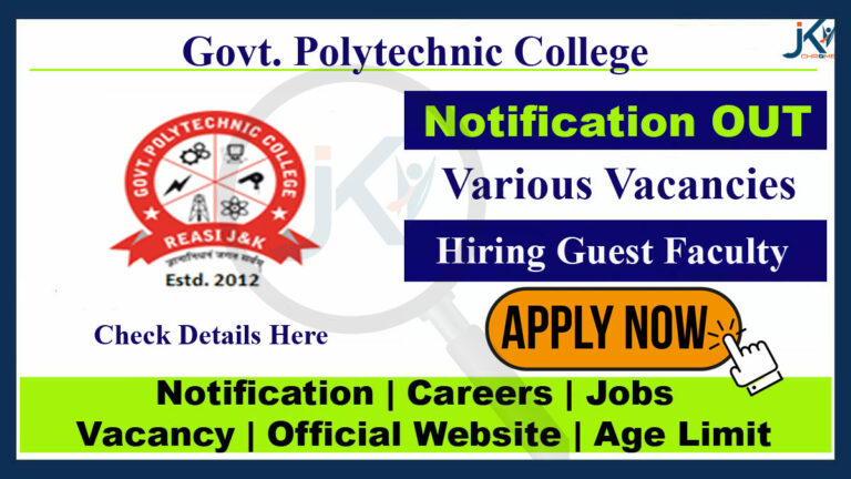 Govt. Polytechnic College Reasi Guest Faculty Recruitment 2023