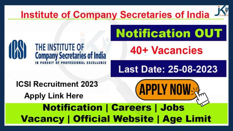 ICSI Recruitment 2023, Apply for CSC Executive, Consultant and CRC Executive Posts