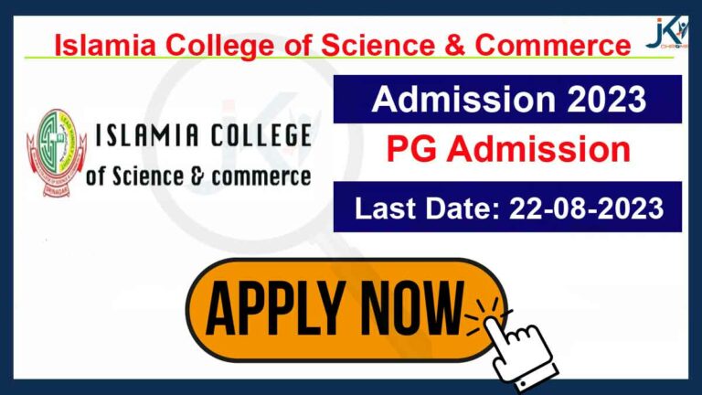 Islamia College of Science and Commerce PG Admission 2023