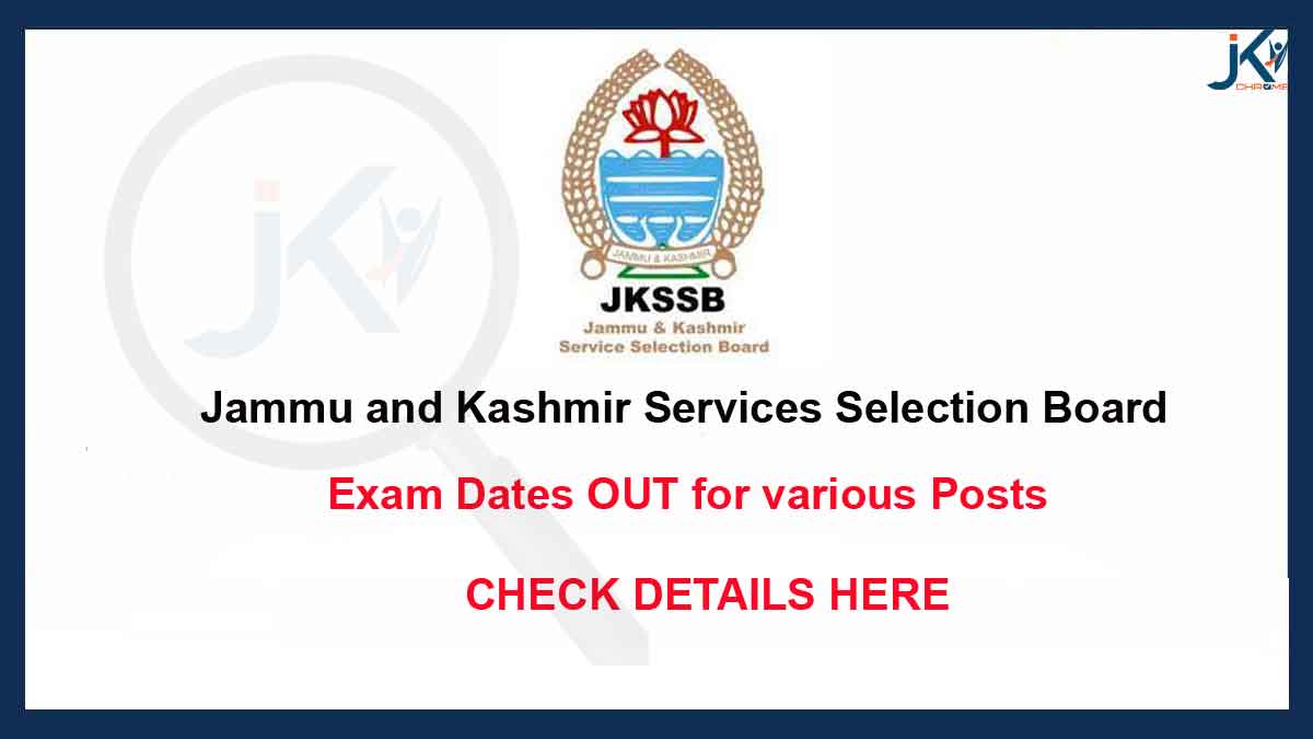 JKSSB Exam Dates Released for Various Posts