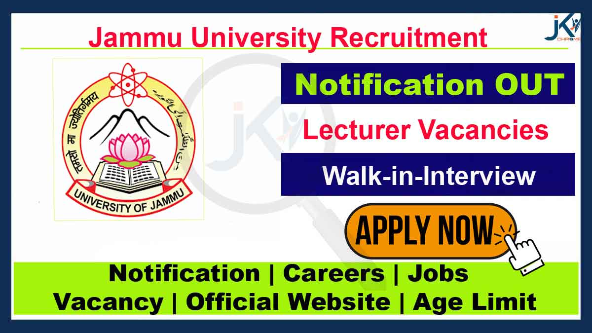 Jammu University Lecturer Recruitment 2023, Walk-in-Interview