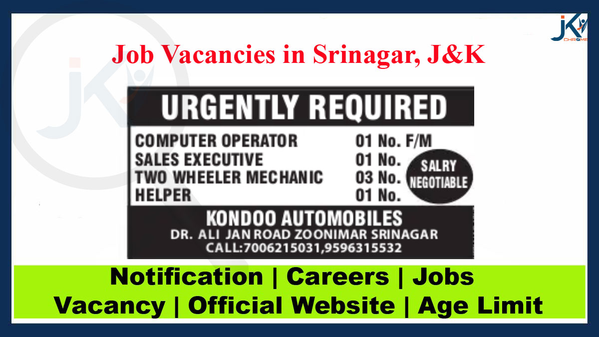 Job Vacancies in Srinagar, Check Details