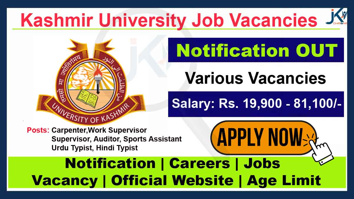 Kashmir University Recruitment 2023, New Notification Out