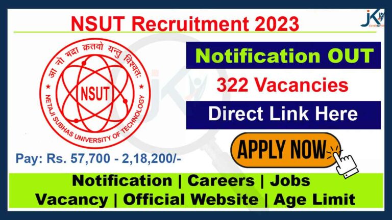 NSUT Recruitment 2023, Apply Online for 322 Faculty Posts