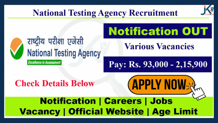 NTA Job Vacancy Recruitment Notification 2023, Apply Online