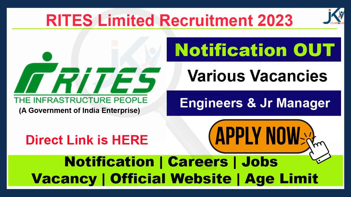 RITES Recruitment 2023, Apply Online for Engineers and Jr Manager-HR posts