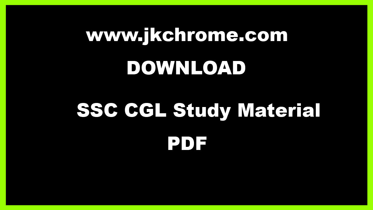 SSC CGL Study Material PDF | Download Books