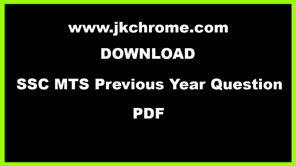 SSC MTS Previous Year Question Papers PDF