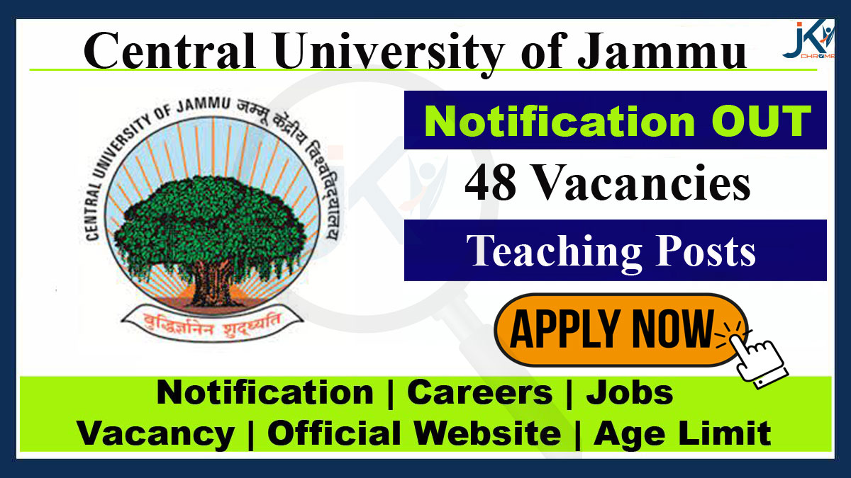 Central University Jammu Teaching Staff Recruitment 2023, Details here