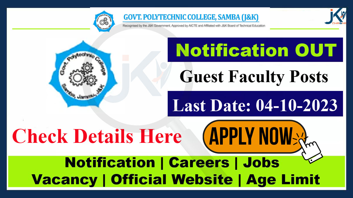 Govt. Polytechnic College Samba Guest Faculty Vacancy Recruitment 2023