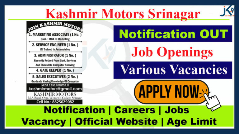 Kashmir Motors Job Vacancy 2023, Email your resume