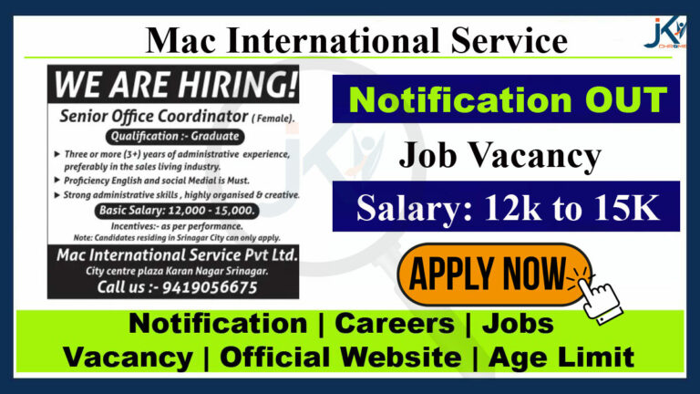 Office Coordinator Job Vacancy in Srinagar, Salary: 15,000