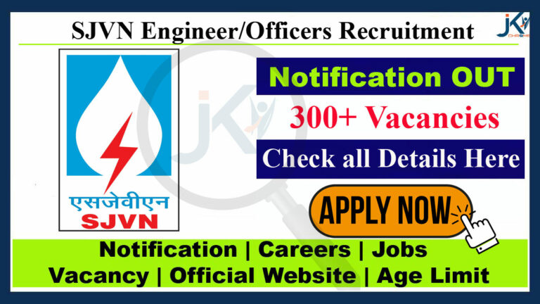 SJVN Engineer/Officer Recruitment 2023, 308 Posts, Apply at sjvn.nic.in