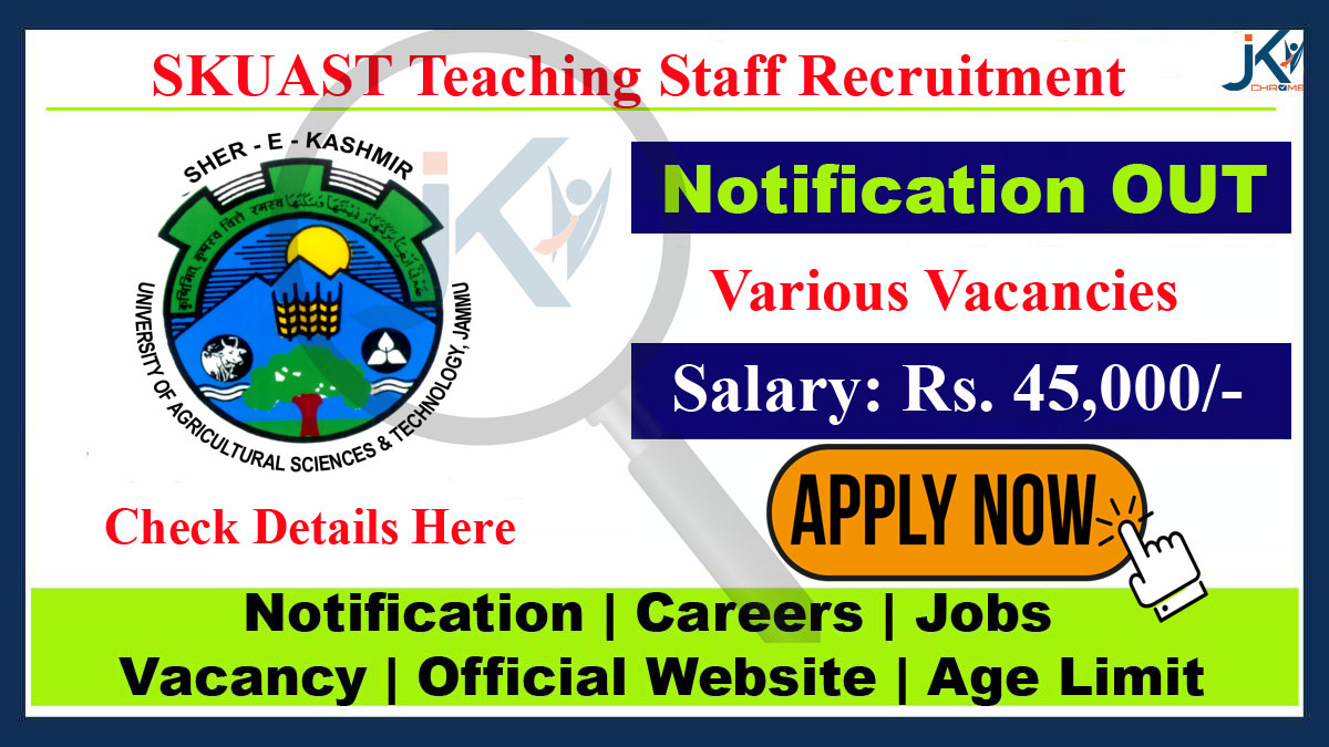 SKUAST Assistant Professor Recruitment 2023, Check Eligibility, How to Apply