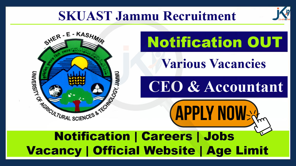 SKUAST Jammu CEO, Accountant Recruitment 2023