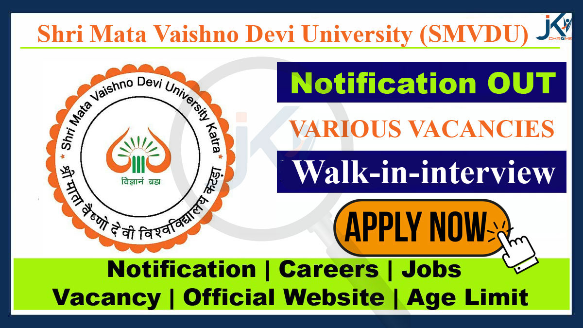 Shri Mata Vaishno Devi University Assistant Professors Recruitment 2023, Walk-in-interview
