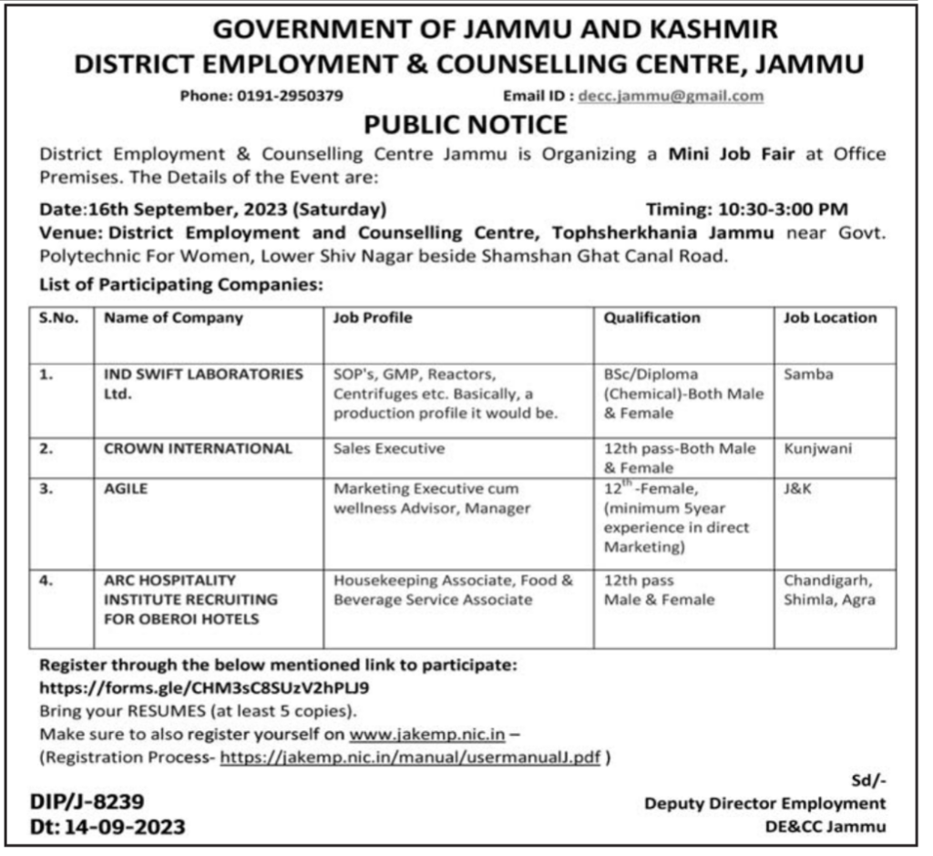 Job Fair in Jammu, Details Here