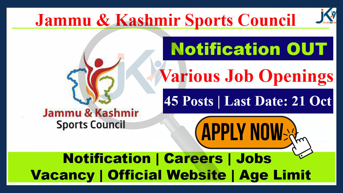 J&K Sports Council Job Vacancy Recruitment, 45 Vacancies