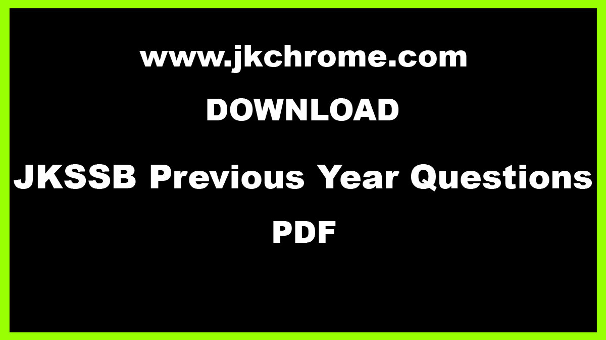 JKSSB JE Civil Previous Year Question Papers PDF
