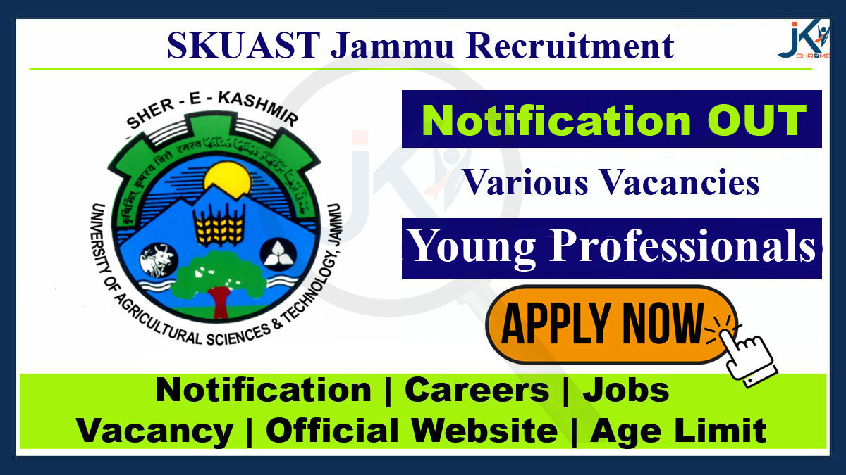 SKUAST Jammu Young Professional Recruitment 2023