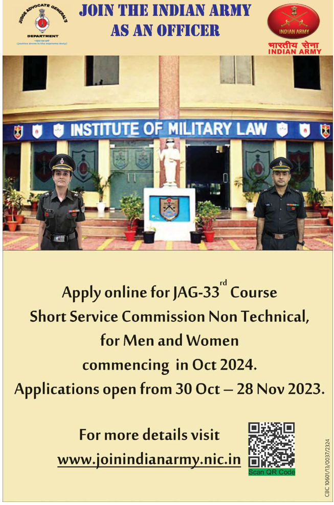 Indian Army JAG Entry Recruitment 2024 Notification, Check Details and How to Apply