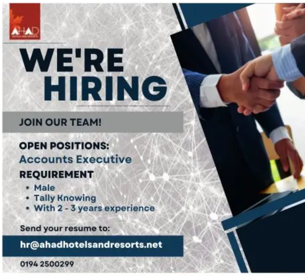 Assistant Executive Job Vacancy in Ahad Hotels Srinagar