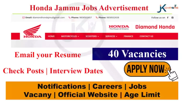 Honda Jammu Job Vacancy, 40 Posts
