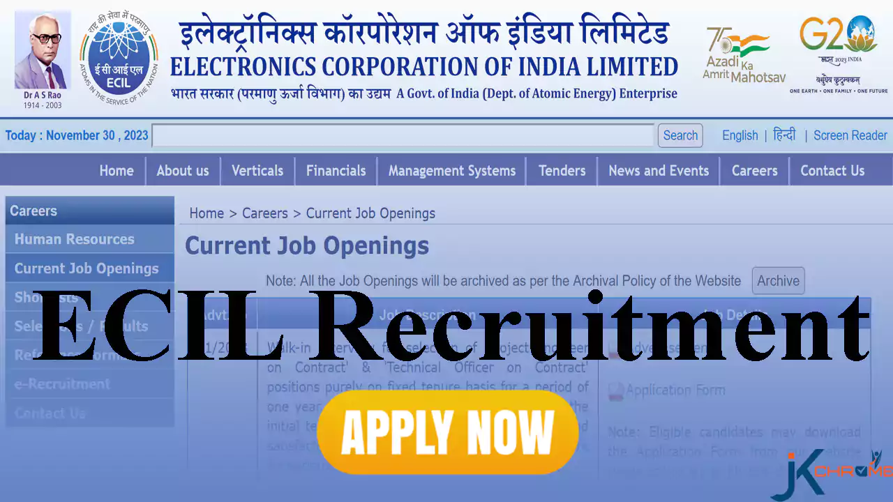 ECIL Project Engineer and Technical Officer Recruitment 2023, Walk-in-interview