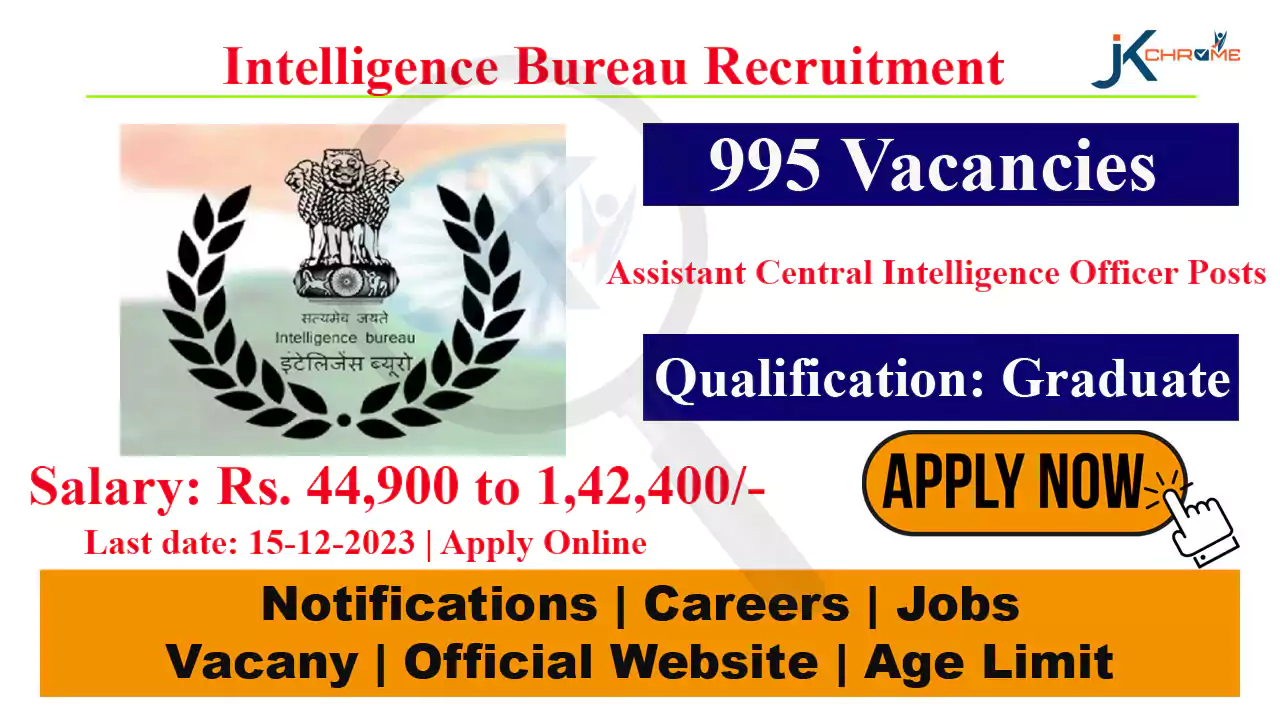995 Posts | Intelligence Bureau (IB) ACIO Recruitment 2023 Notification