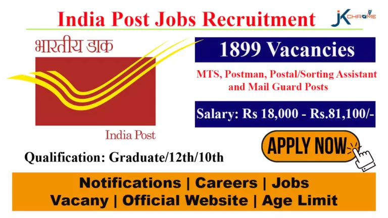 India Post Recruitment 2023,1899 MTS, Postman, Postal/Sorting Assistant and Mail Guard Posts, Check Details