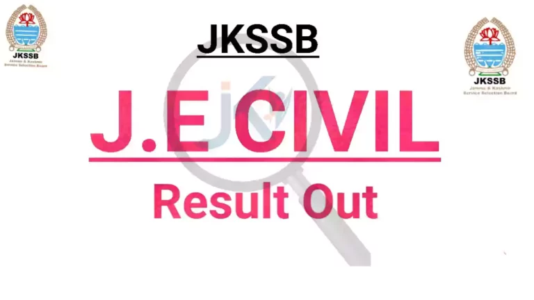 JKSSB JE Civil Result Declared, Check your scorecard Here