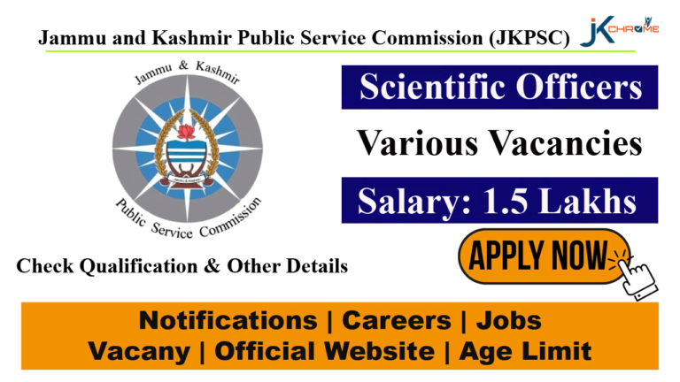 JKPSC Scientific Officer Recruitment 2023, Salary 1.5 Lakhs, Check Qualification