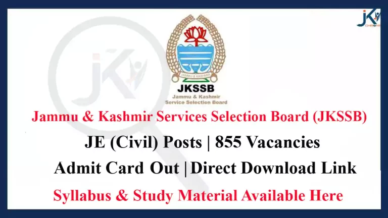 JKSSB JE Civil Admit card Out for 855 Posts, Direct Download Link