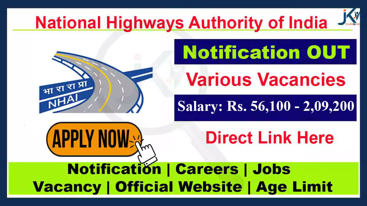 NHAI Recruitment 2023, Check Vacancies, Qualification, and How to Apply