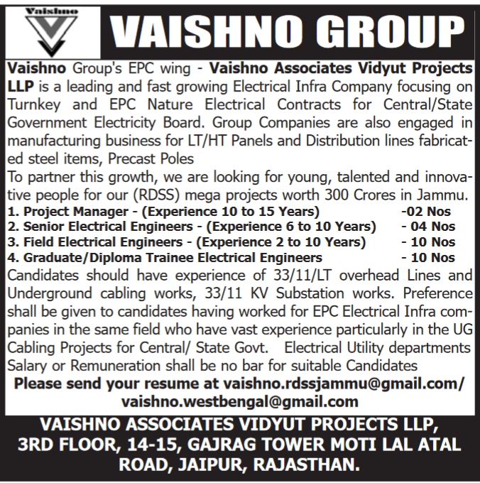 Vaishno Group Job Vacancy in Jammu