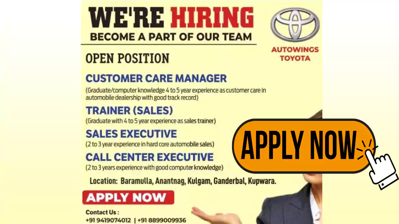 Autowings Toyota Srinagar Job Vacancies | Details Here