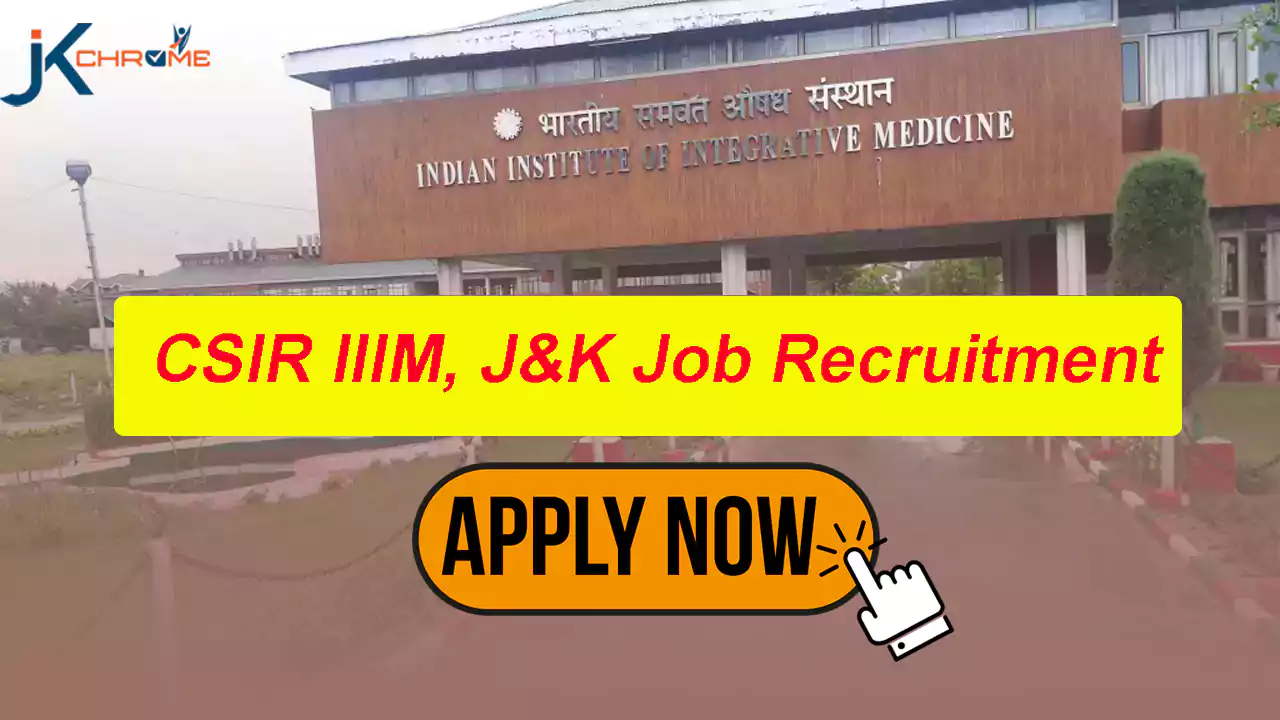 J&K CSIR IIIM Project Associate Recruitment