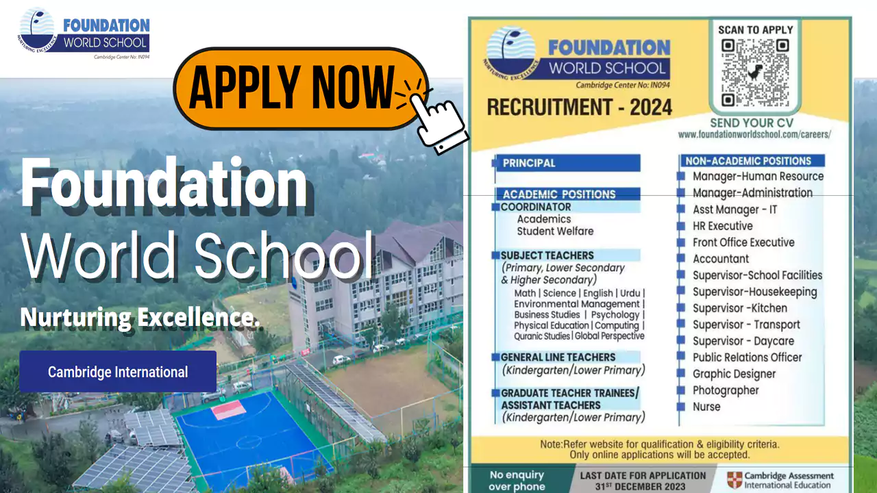 Foundation World School Staff Recruitment 2024