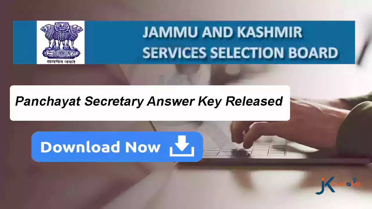 JKSSB Panchayat Secretary(VLW) Answer Key Released | Download Link