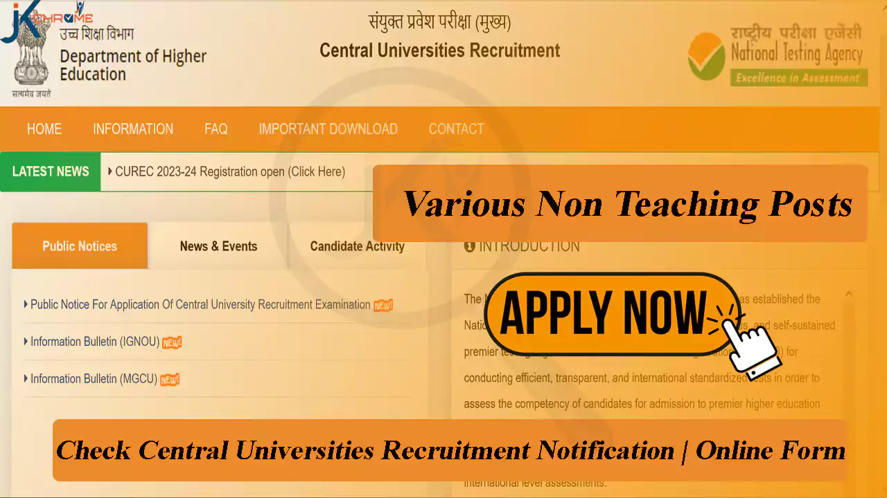 48 Non-Teaching Posts, Central University Recruitment, Apply Link