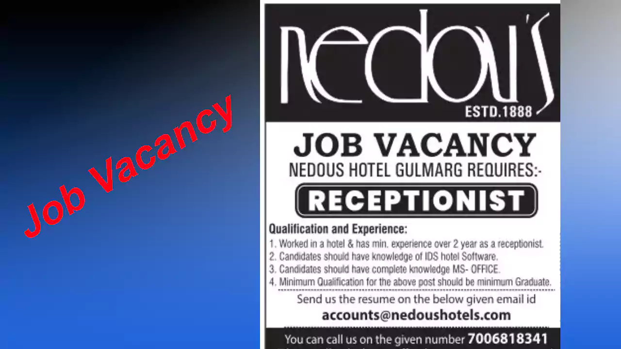 Receptionist Job Vacancy