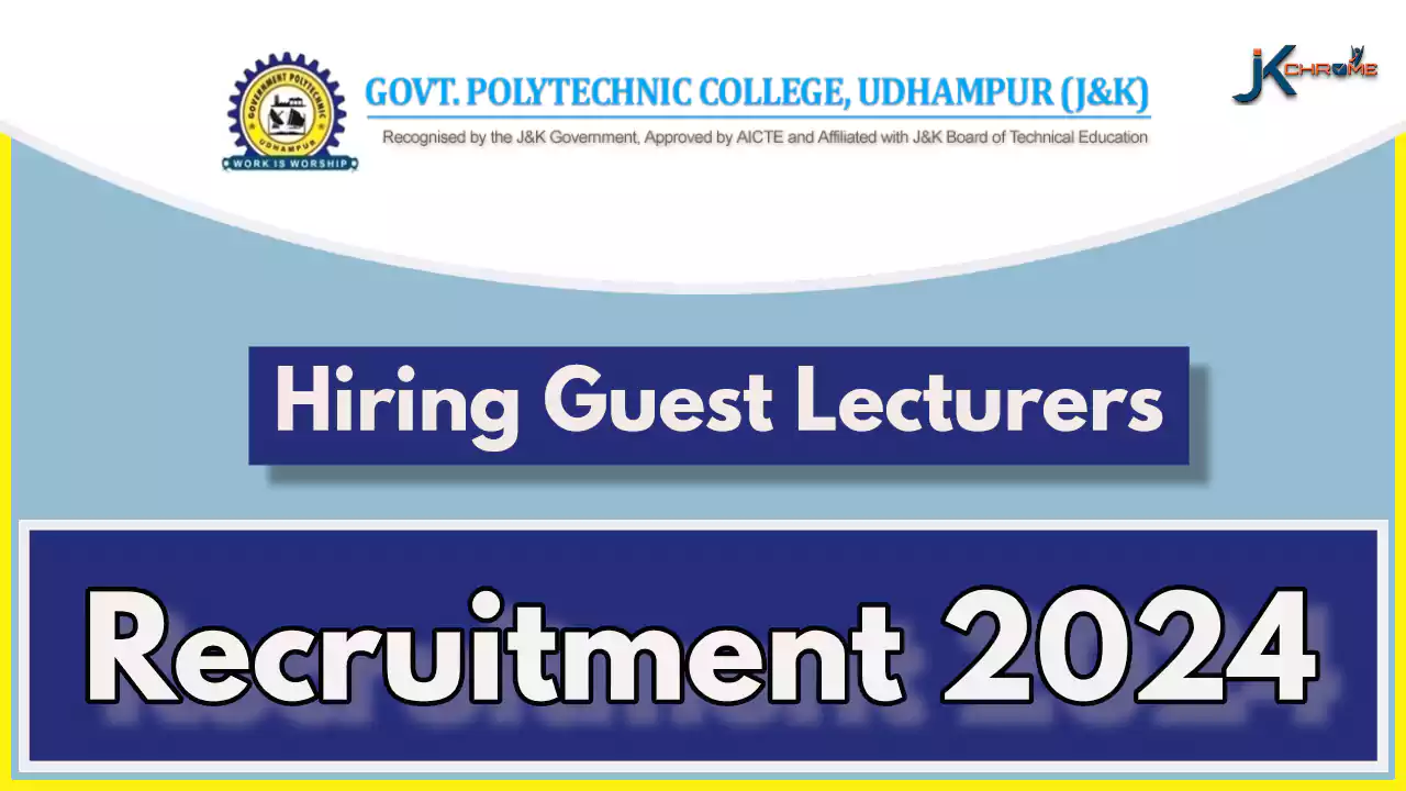 Guest Faculty — Govt Polytechnic College Udhampur Vacancy 2024