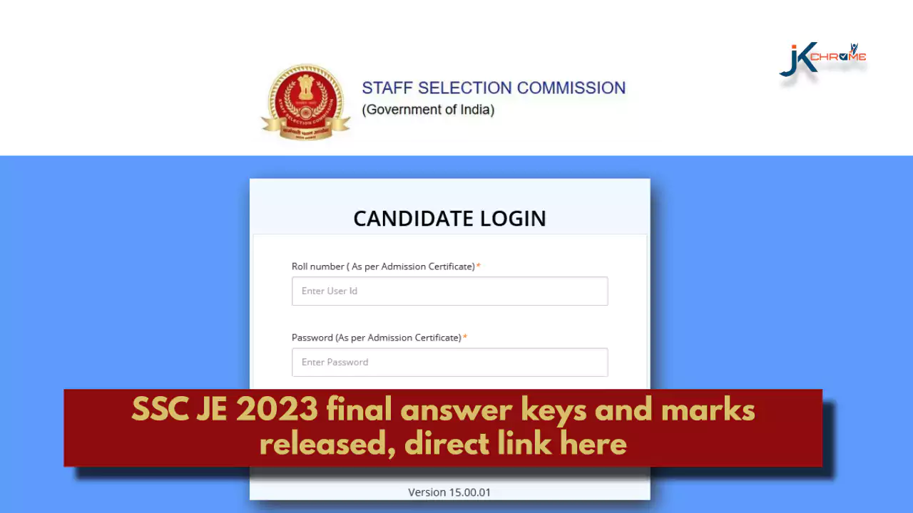 SSC JE 2023 final answer keys and marks released, direct link here