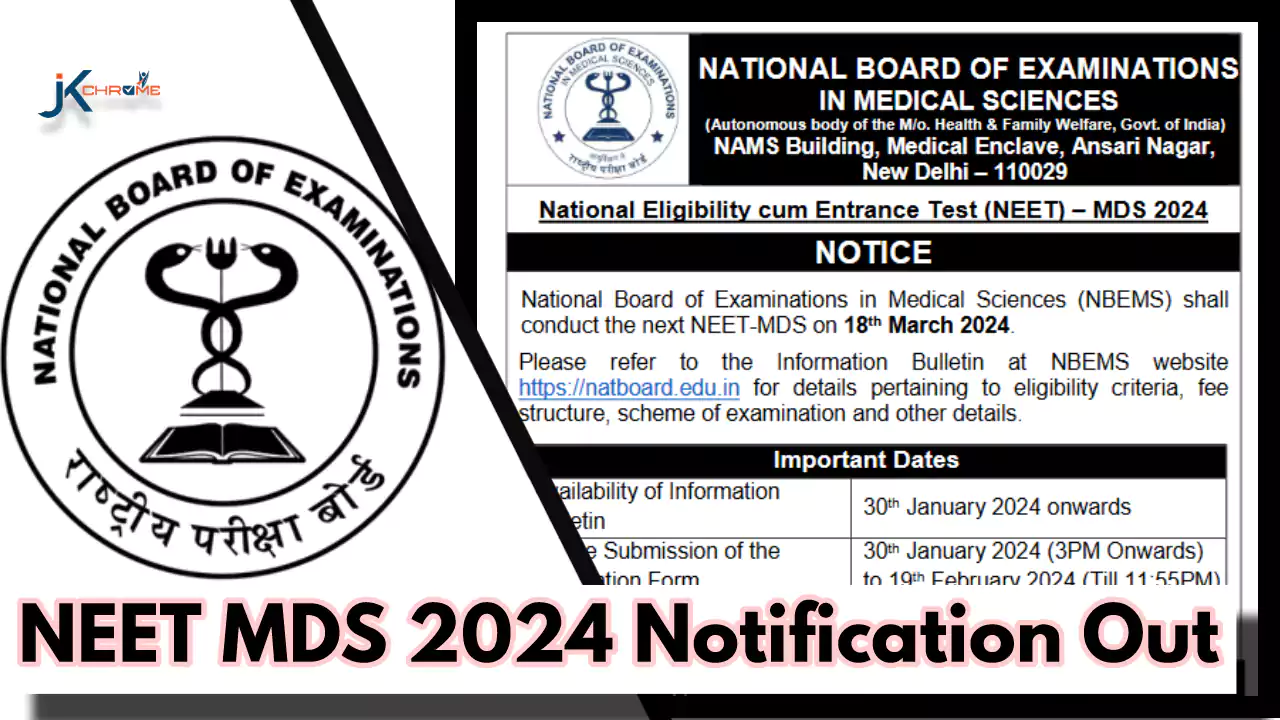 NEET MDS 2024 Notification Out, Application Begins at natboard.edu.in