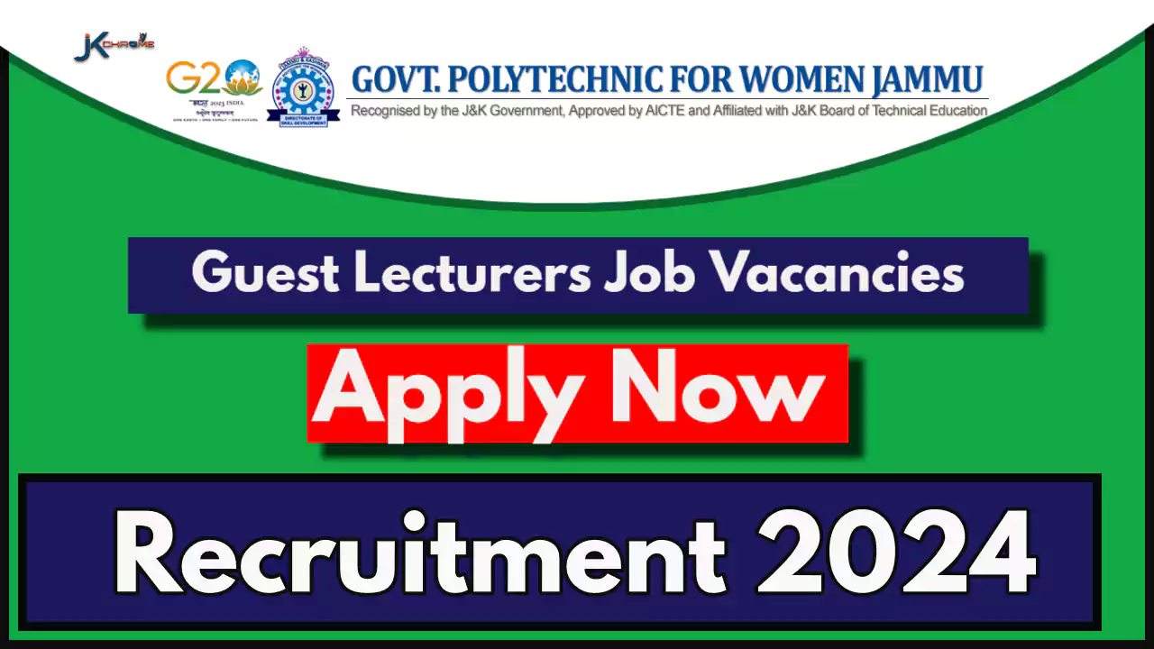 Guest Lecturer Jobs in Govt. Polytechnic for Women Jammu