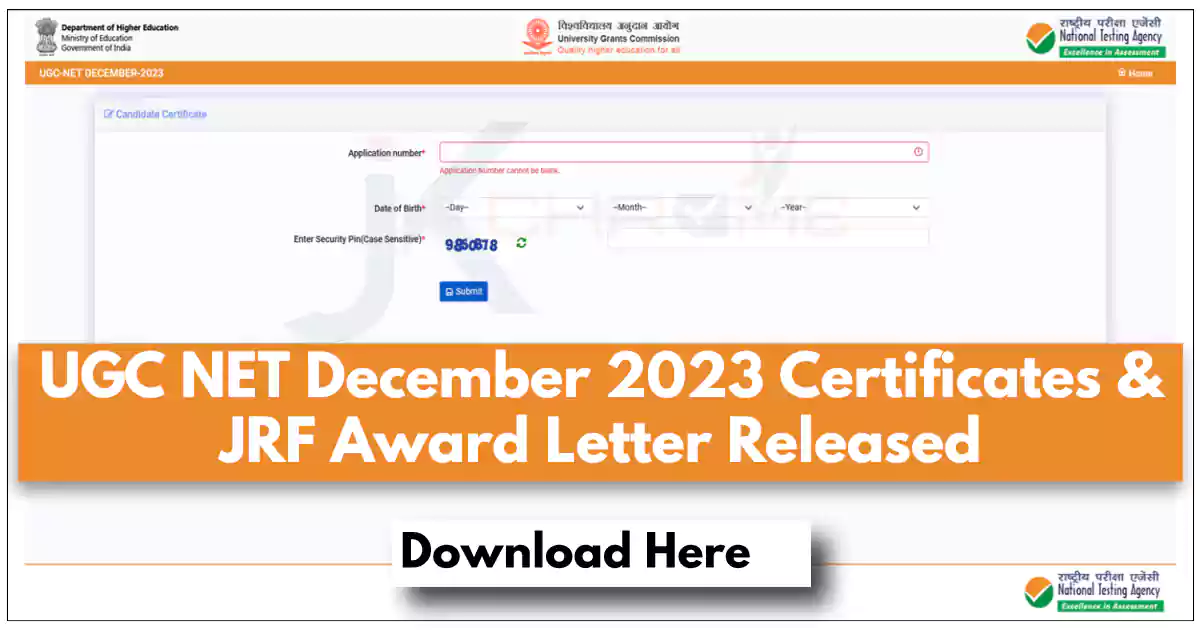 UGC NET December 2023 certificates & JRF award letter released; Check Here How to Download